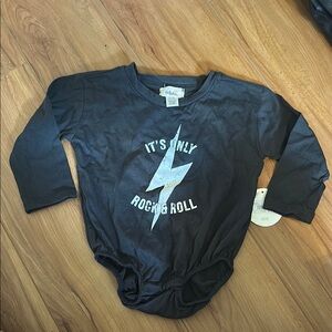 Rock & Roll Baby Black Button Bottom Onesie